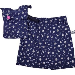 Duluth Trading Gardening Skort With Removable Pouch Navy Floral SIZE M